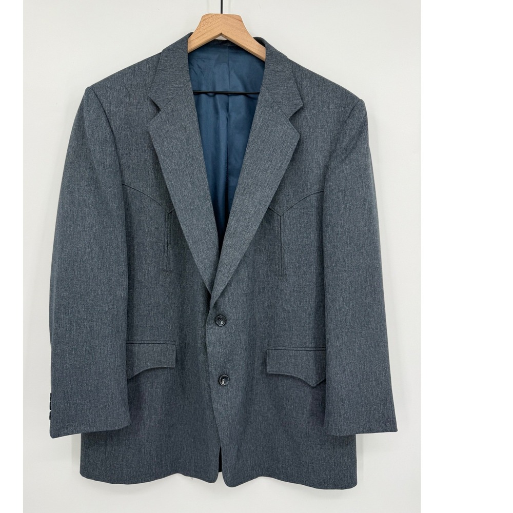 Vintage Circle S Blazer Mens 46R Blue Western Cowboy Sport Coat Made USA